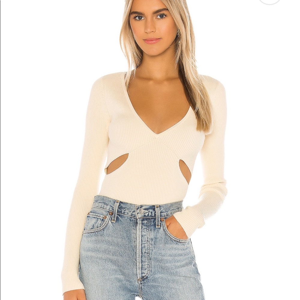 Camila Coelho cream cut out sweater never worn size small